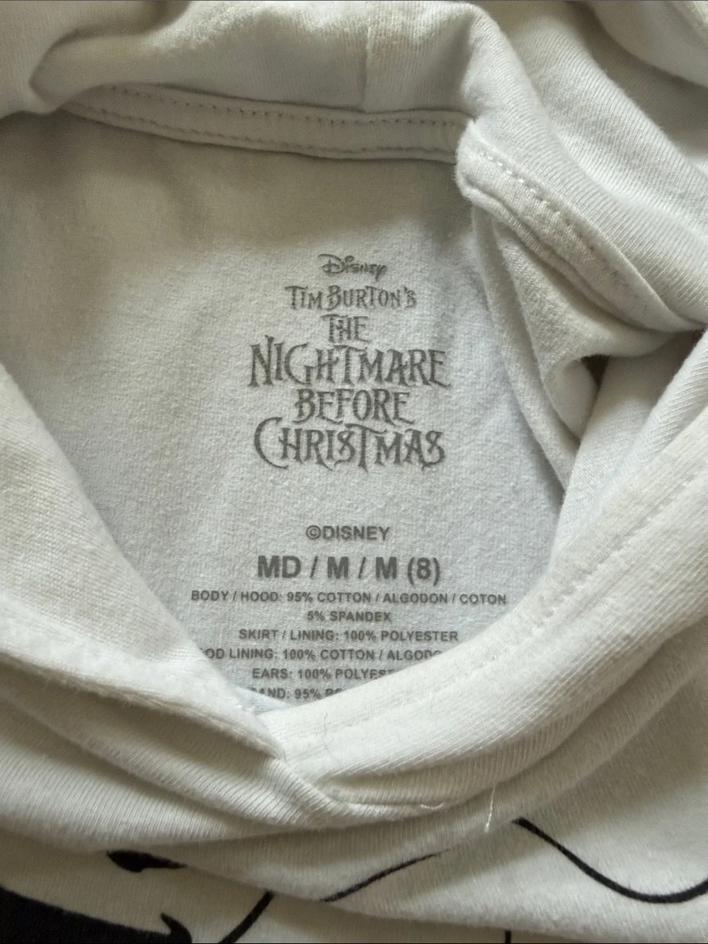 Disney White Ghost Hooded Tulle Dress with Orange Waistband Accent
